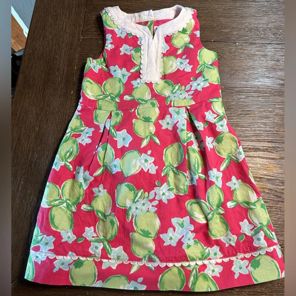 Janie and Jack Lime print Dress size 4 - Picture 2 of 9